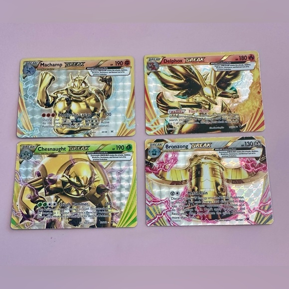 Pokemon BREAK Evolution Bronzong Chesnaught Delphic Machamp Holo Cards Lot of 4 - Picture 1 of 8